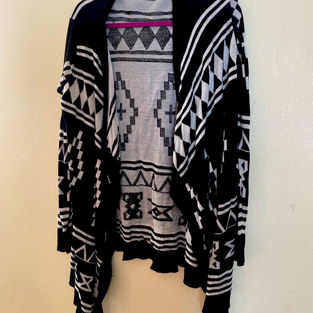 Black and White Cross Cardigan